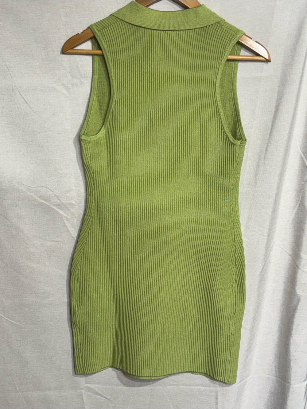 ee:some • Lime Green Ribbed Sleeveless Polo Mini Dress Large BUY NOW PRICE - Picture 4 of 9